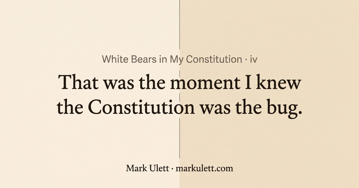 Split paper field with the line: that was the moment I knew the Constitution was the bug.