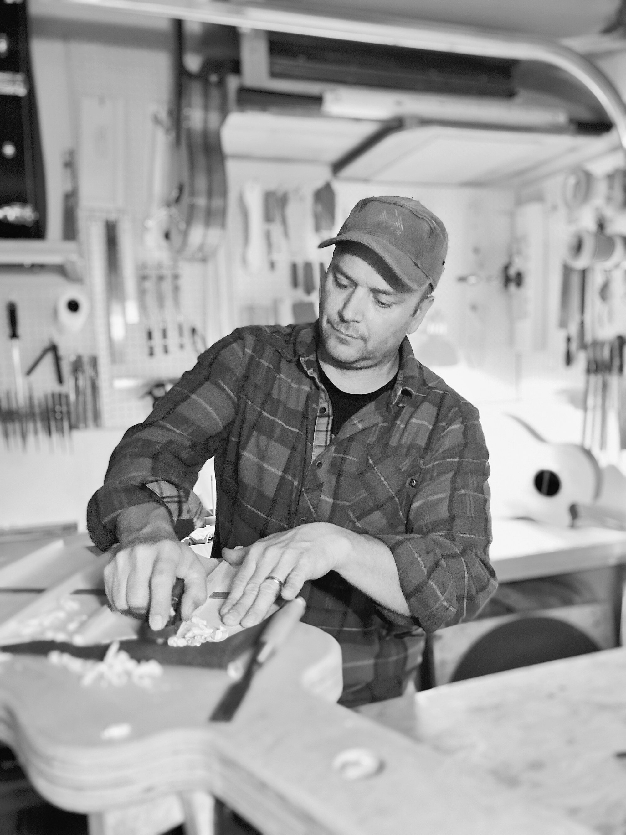 Jeremy Pappenfus in the workshop