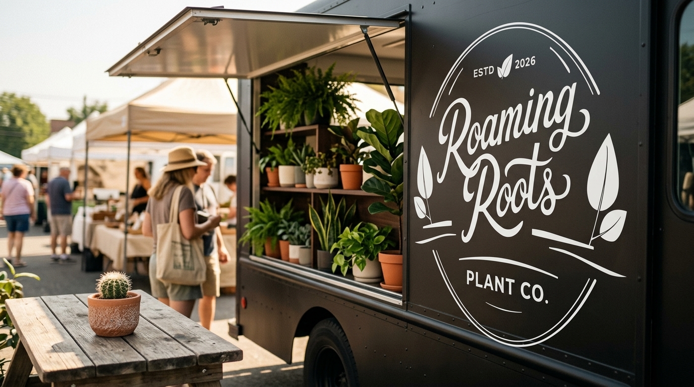 Concept render of a Roaming Roots truck at a New Jersey market