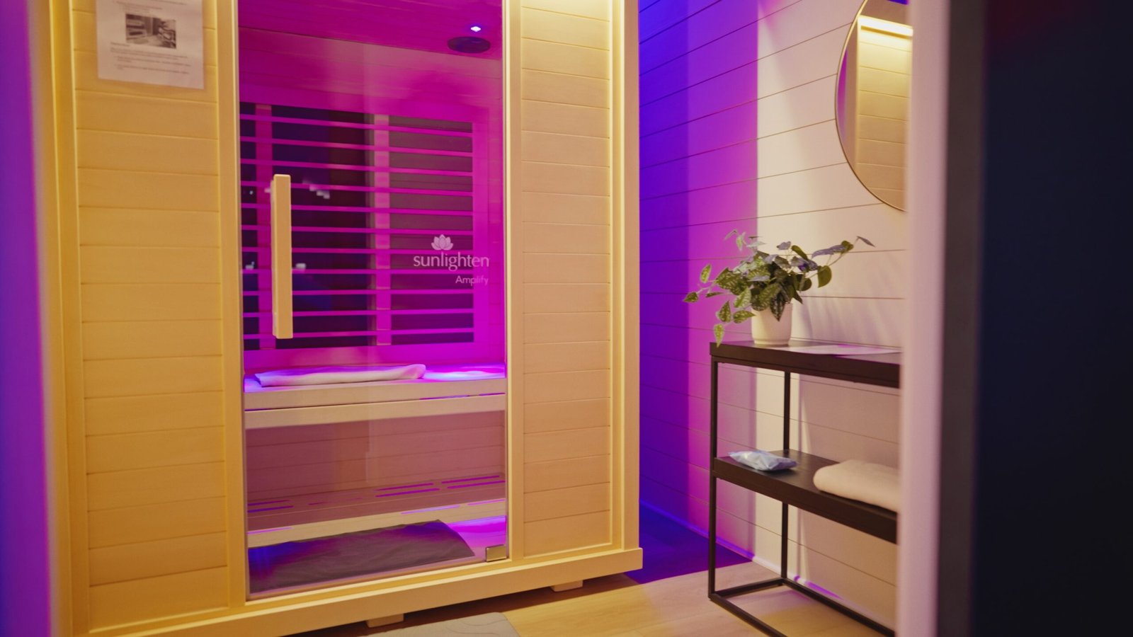 Infrared sauna room at Safire Wellness