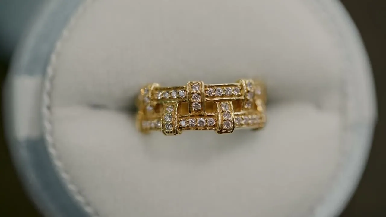 Wedding Bands — gold woven diamond band